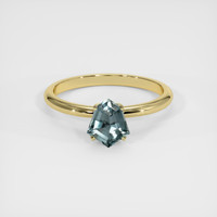 1.10 Ct. Greenish Blue Sapphire Ring, 18K Yellow Gold 1