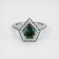 3.44 Ct. Bluish Green Sapphire Ring, Platinum 950 1