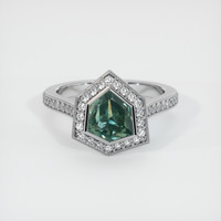 2.44 Ct. Bluish Green Sapphire Ring, 14K White Gold 1