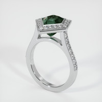 3.44 Ct. Bluish Green Sapphire Ring, 18K White Gold 2
