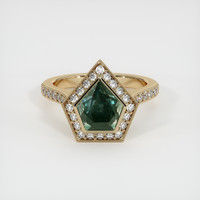 3.44 Ct. Bluish Green Sapphire Ring, 14K Yellow Gold 1