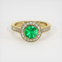 0.76 Ct. Emerald Ring, 18K Yellow Gold 1