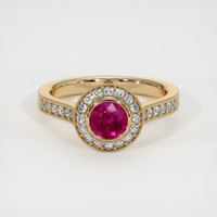 0.85 Ct. Ruby Ring, 18K Yellow Gold 1