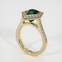 3.44 Ct. Bluish Green Sapphire Ring, 18K Yellow Gold 2