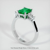 Three Stone Emerald Ring 0.92 Ct., Platinum 950 Preview