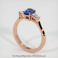 0.76 Ct. Blue Sapphire Ring, 14K Rose Gold 2