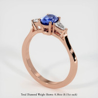 0.78 Ct. Blue Sapphire Ring, 14K Rose Gold 2