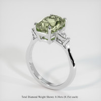 3.80 Ct. Yellowish Green Sapphire Ring, 14K White Gold 2