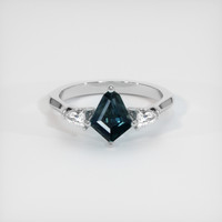 1.13 Ct. Greenish Blue Sapphire Ring, 14K White Gold 1