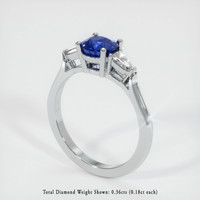 1.25 Ct. Blue Sapphire Ring, 18K White Gold 2