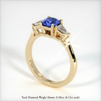 0.62 Ct. Blue Sapphire Ring, 18K Yellow Gold 2