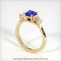 0.63 Ct. Blue Sapphire Ring, 18K Yellow Gold 2