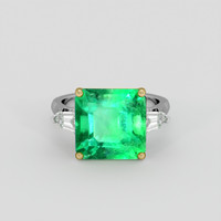 6.81 Ct. Emerald Ring, 18K Yellow & White 1