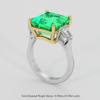6.81 Ct. Emerald Ring, 18K Yellow & White 2