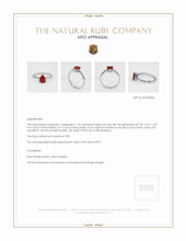 Ruby Ring 1.18 Ct., Platinum 950 Appraisal