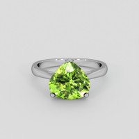 4.56 Ct. Green (Lime Green) Peridot Ring, Silver 1