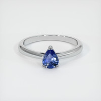 0.45 Ct. Blue Sapphire Ring, 18K White Gold 1