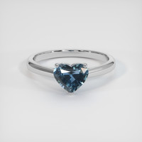 1.20 Ct. Greyish Blue Sapphire Ring, 18K White Gold 1