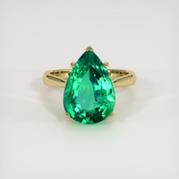 6.90 Ct. Emerald Ring, 18K Yellow Gold 1