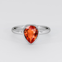 1.67 Ct. Reddish Orange Sapphire Ring, 14K White Gold 1