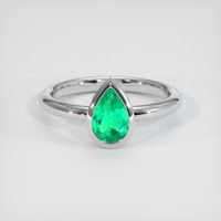 0.76 Ct. Emerald Ring, 18K White Gold 1