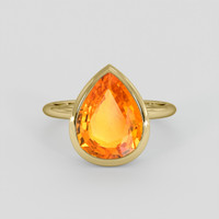 3.62 Ct. Yellowish Orange Sapphire Ring, 10K Yellow Gold 1