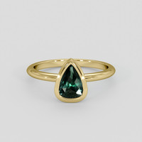 0.98 Ct. Bluish Green Sapphire Ring, 10K Yellow Gold 1
