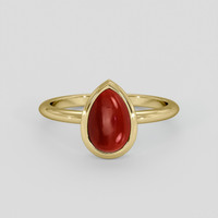 1.39 Ct. Oxblood (Red) Coral Ring, 14K Yellow Gold 1