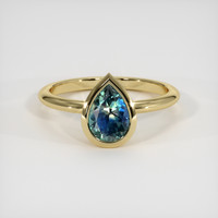 1.83 Ct. Greenish Blue Sapphire Ring, 14K Yellow Gold 1