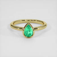 0.68 Ct. Emerald Ring, 18K Yellow Gold 1
