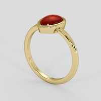 1.39 Ct. Oxblood (Red) Coral Ring, 18K Yellow Gold 2