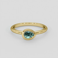 0.50 Ct. Bluish Green Sapphire Ring, 18K Yellow Gold 1