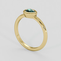 0.50 Ct. Bluish Green Sapphire Ring, 18K Yellow Gold 2