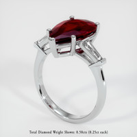 3.18 Ct. Ruby Ring, Platinum 950 2