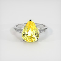 4.07 Ct. Yellow Sapphire Ring, 10K White Gold 1