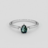 0.66 Ct. Bluish Green Sapphire Ring, 14K White Gold 1