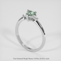 0.51 Ct. Bluish Green Sapphire Ring, 14K White Gold 2