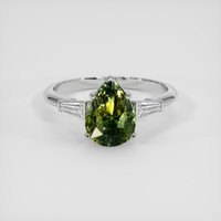 3.01 Ct. Green Sapphire Ring, 14K White Gold 1