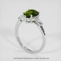 3.01 Ct. Green Sapphire Ring, 14K White Gold 2