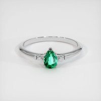 0.31 Ct. Emerald Ring, 18K White Gold 1