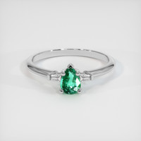 0.38 Ct. Emerald Ring, 18K White Gold 1