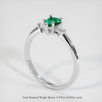 0.38 Ct. Emerald Ring, 18K White Gold 2