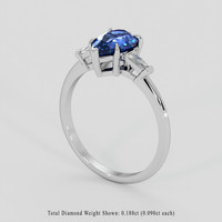 1.69 Ct. Blue Sapphire Ring, 18K White Gold 2