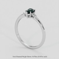 0.66 Ct. Bluish Green Sapphire Ring, 18K White Gold 2