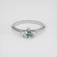 0.51 Ct. Bluish Green Sapphire Ring, 18K White Gold 1
