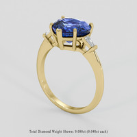 3.98 Ct. Blue Sapphire Ring, 10K Yellow Gold 2