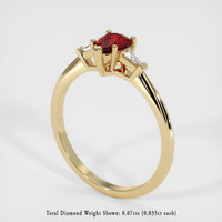 0.58 Ct. Ruby Ring, 14K Yellow Gold 2