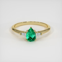 0.62 Ct. Emerald Ring, 18K Yellow Gold 1