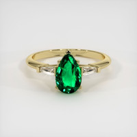 1.36 Ct. Emerald Ring, 18K Yellow Gold 1