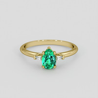 0.55 Ct. Emerald Ring, 18K Yellow Gold 1